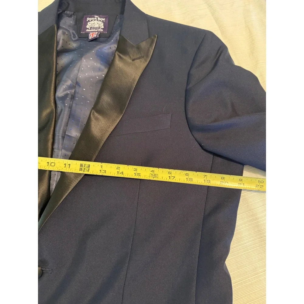 The Savile Row Company Savoy Navy Blue Tuxedo Jacket Satin Peak Lapel 40L Mens
